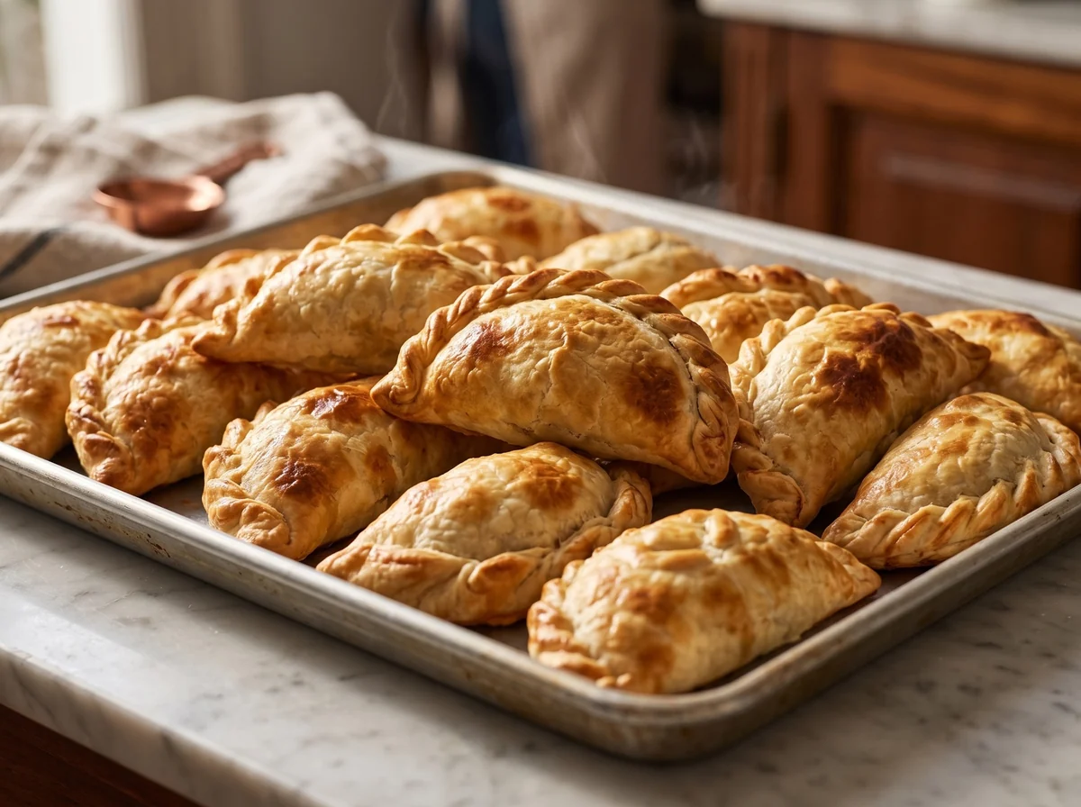 Empanadas caseras horneadas en una bandeja